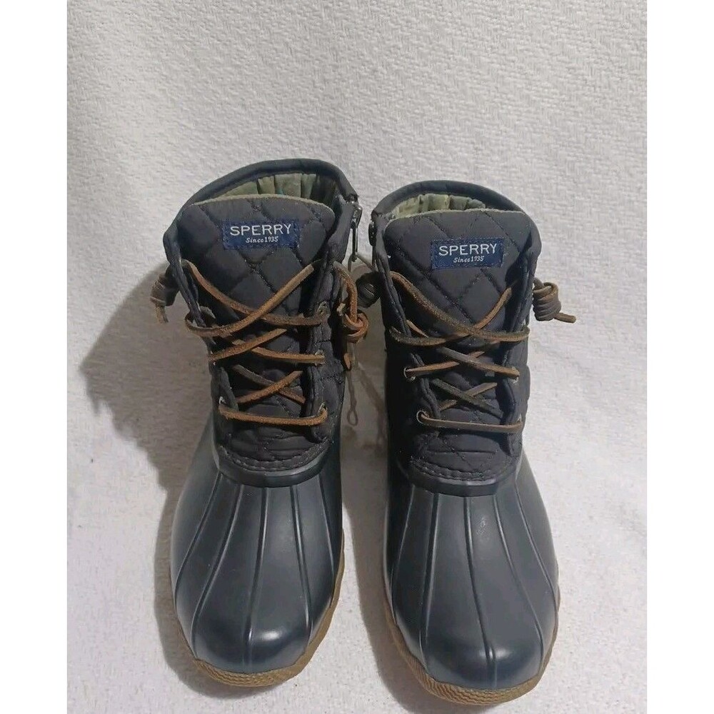 Sperry Saltwater Quilt  Nylon Duck Boots Black STS94063 Size 6.5 Woman
